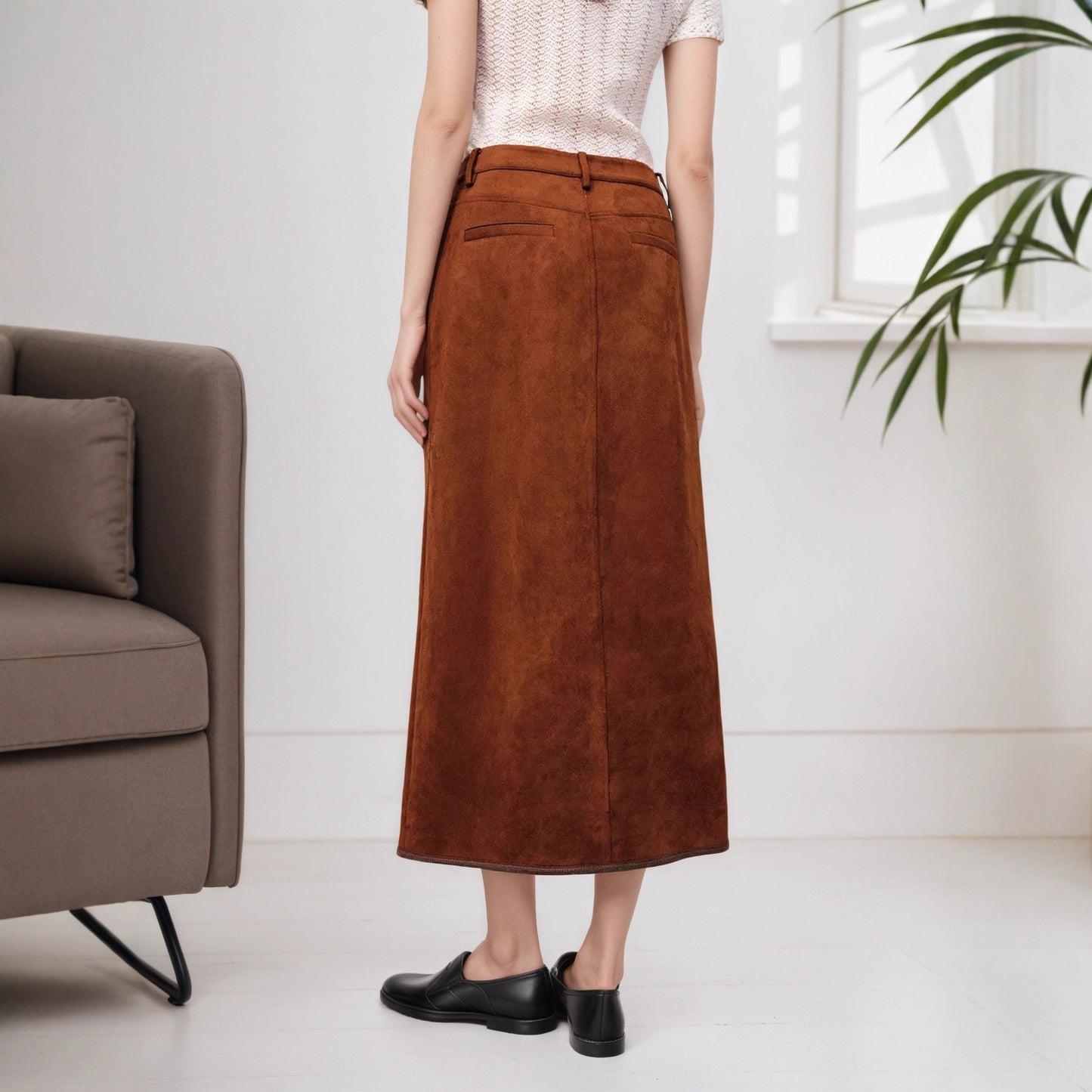 Women's Single-breasted High-waist Classic Fashionable Skirt