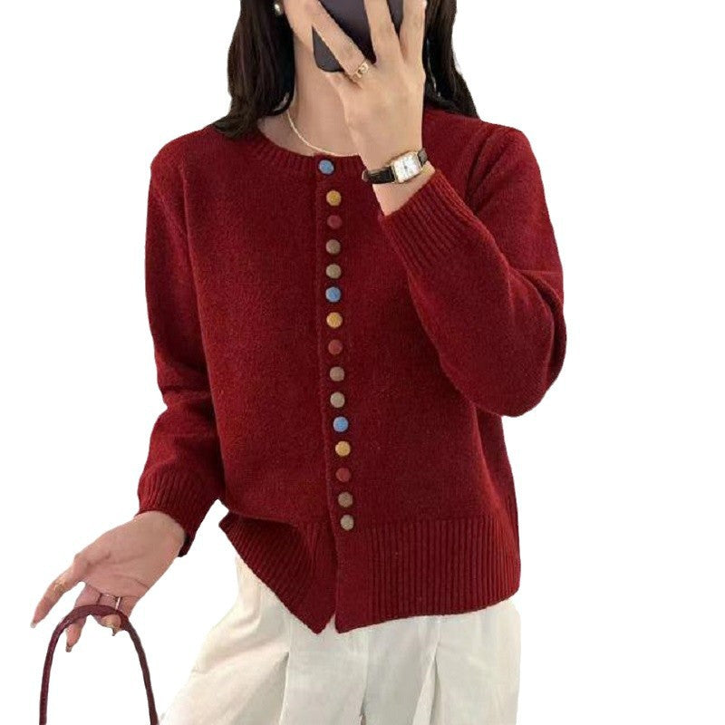 Temperament Wild Western Style Youthful-looking Vintage Wine Sweater Coat