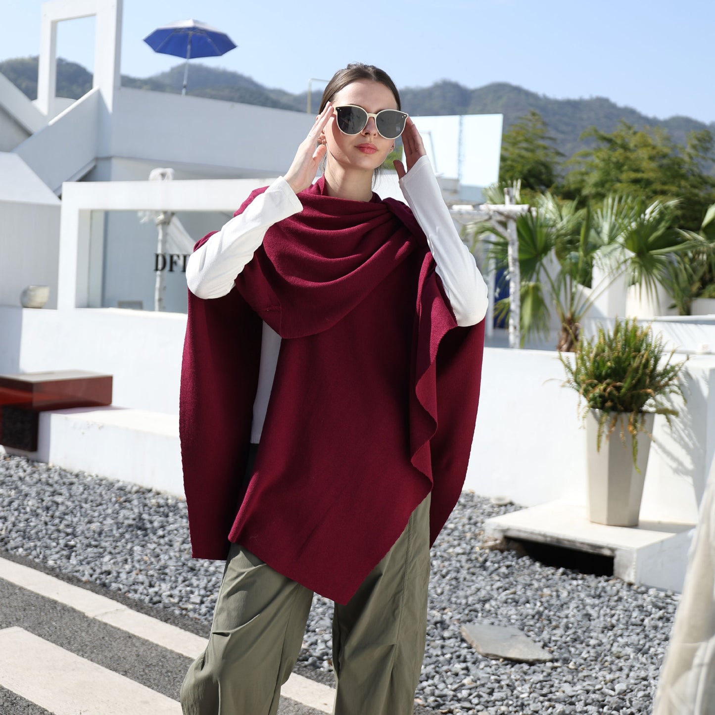 Solid Color Simple Side Strap Shawl Knitted Shoulder Strap