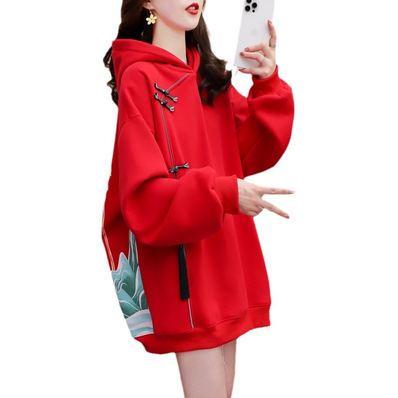 Chinese-style Embroidered Hoodie For Women AutumnWinter