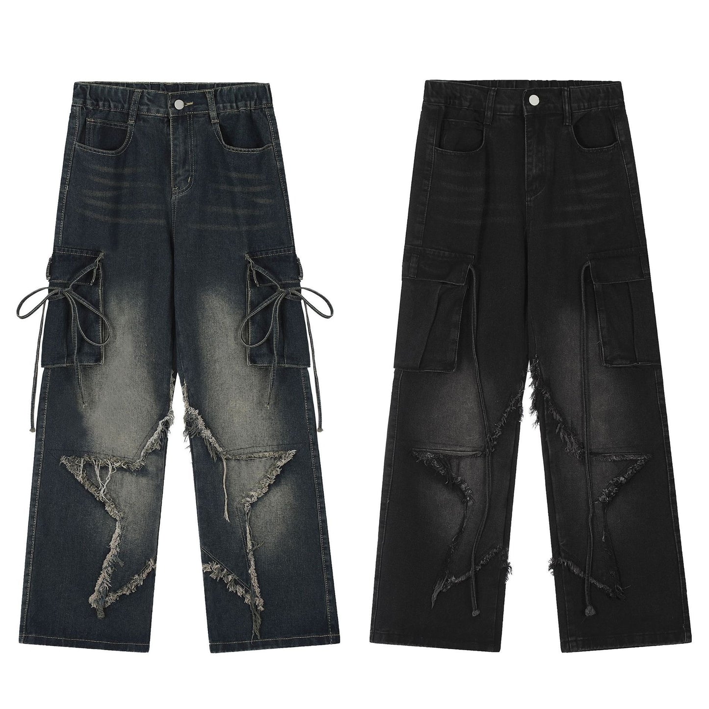Forår og efterår amerikanske retro XINGX-jeans til kvinder med mange lommer