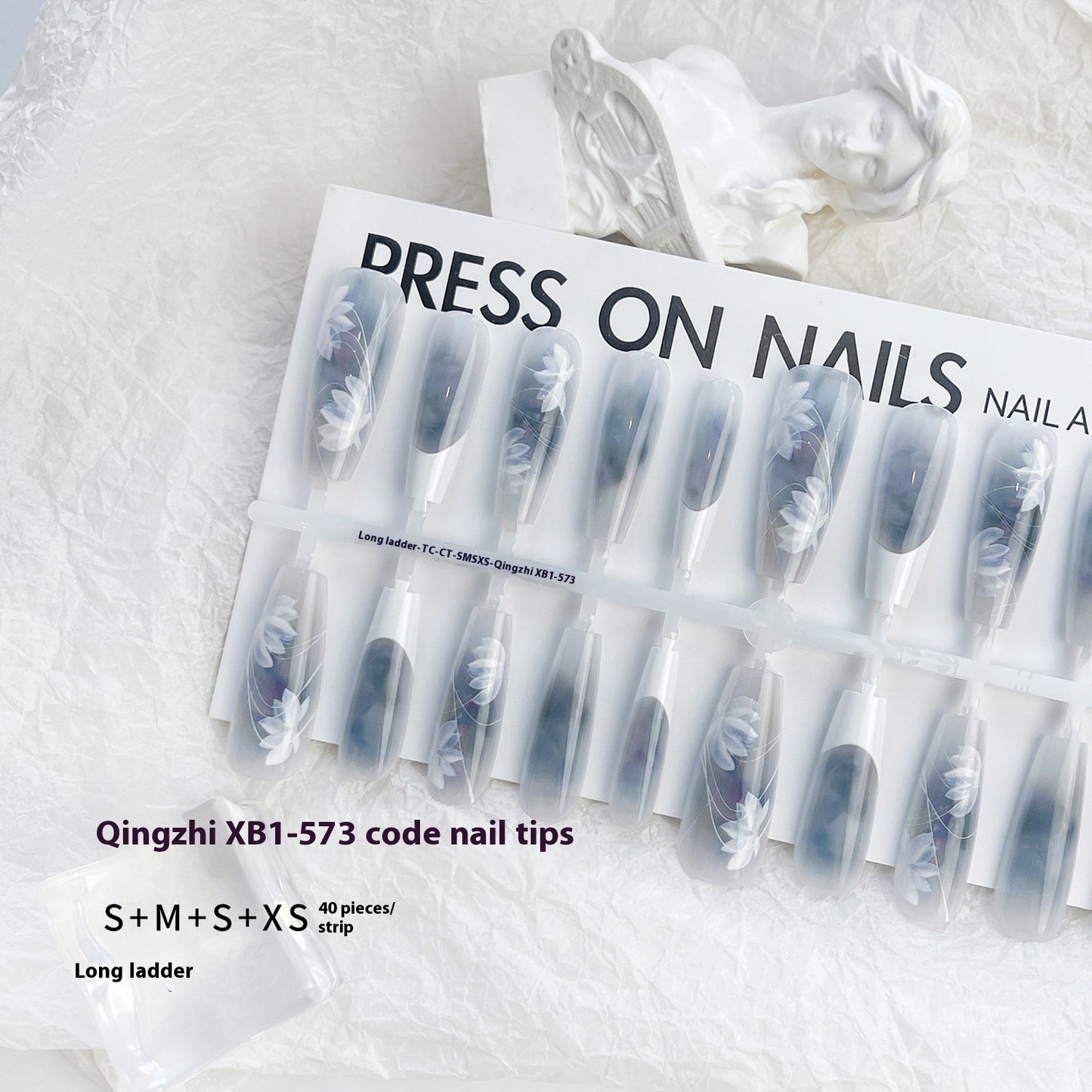 New Chinese Butterfly French Soft Nail Long Ladder Blush Blooming Wear Manicure