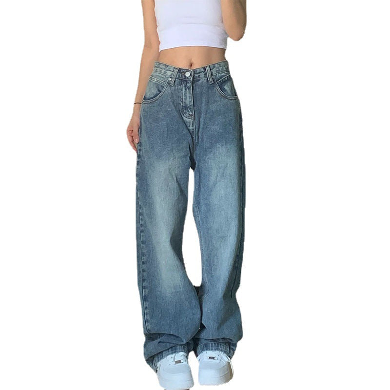 Plus Size Højtaljede Vide Ben Jeans til Kvinder