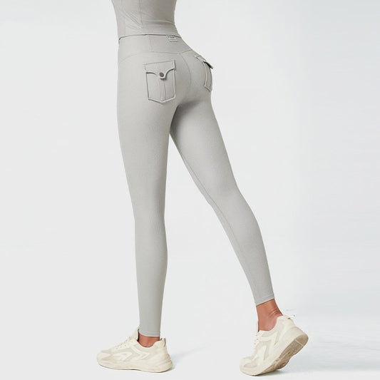 Six-Pack Abs Workout Fitness Cargo Outdoor Running Tights For Women High-Waist Slimming Yoga Pants