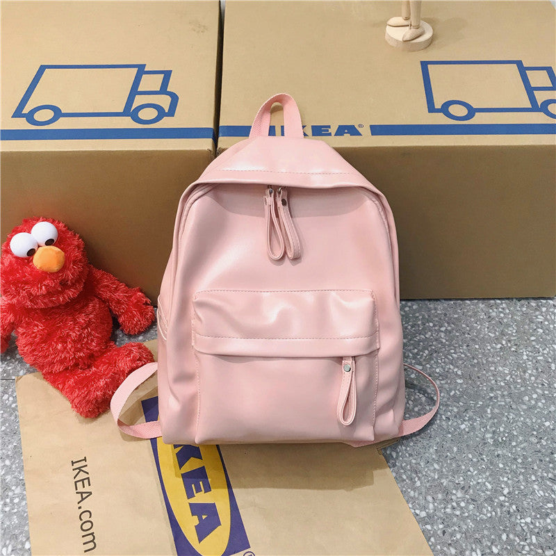 Large Capacity Solid Color PU Leather Student Shoulder Bag