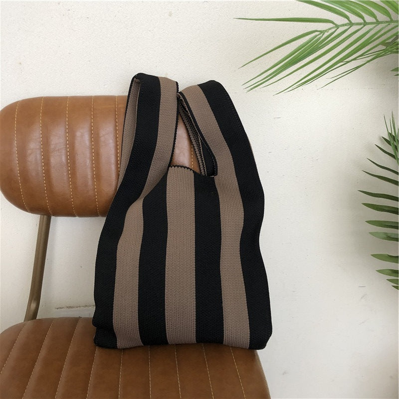 Checkerboard Wool Knit Woven One-shoulder Armpit Bag