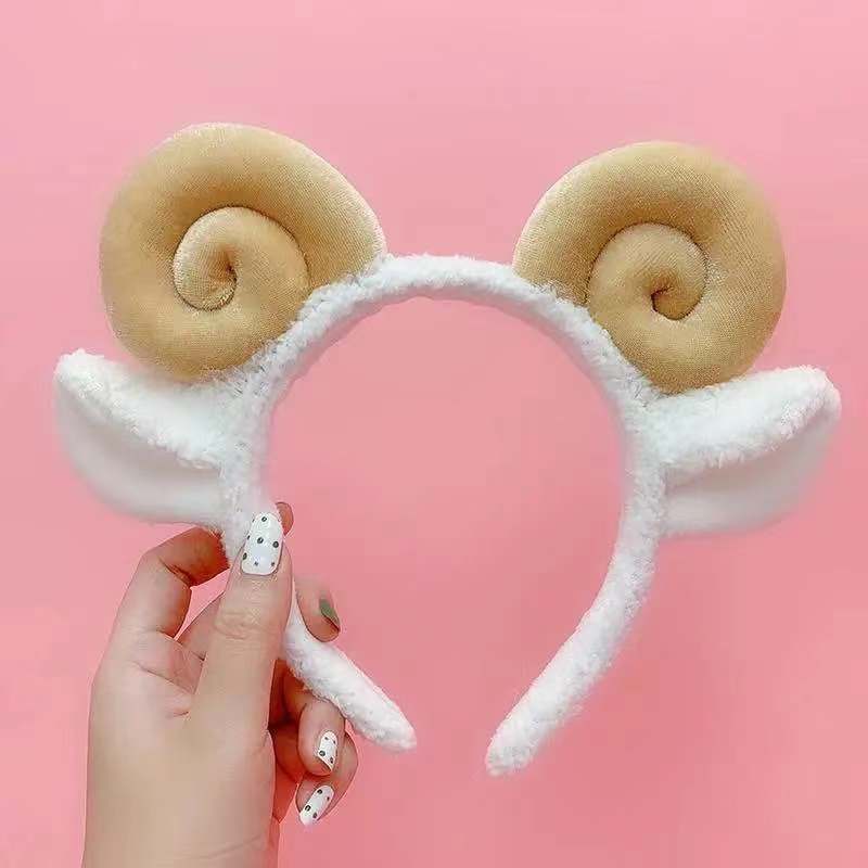 Hoop Cute Plush Sheep Horn Headdress Sweet Lady