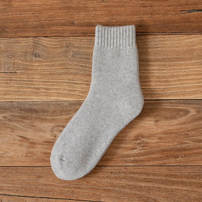 Men's Winter Cold-resistant Thickened Warm Wool Socks Solid Color Middle Tube