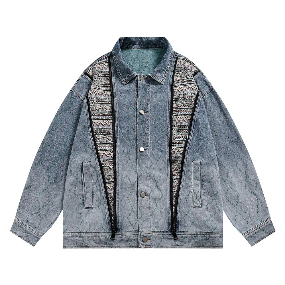 Tie-dye Gradient Denim Coat For Men And Women