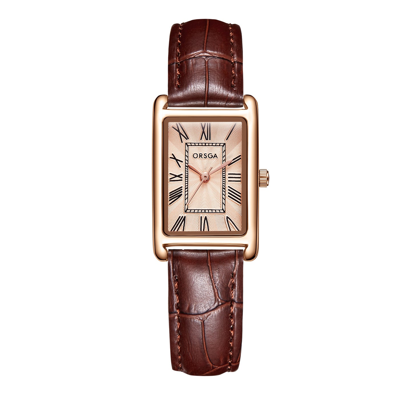 Fashionable Womens Square Steel-Strap Quartz Watch