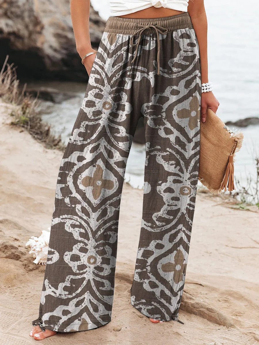 Ethnic Pattern Floral Print Casual Jumpsuit