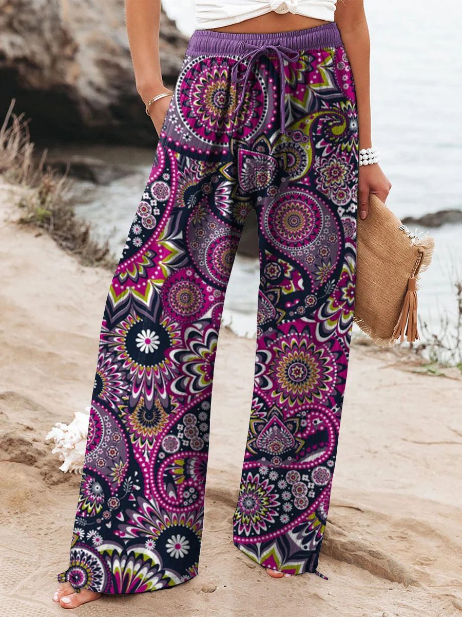 Ethnic Pattern Floral Print Casual Jumpsuit
