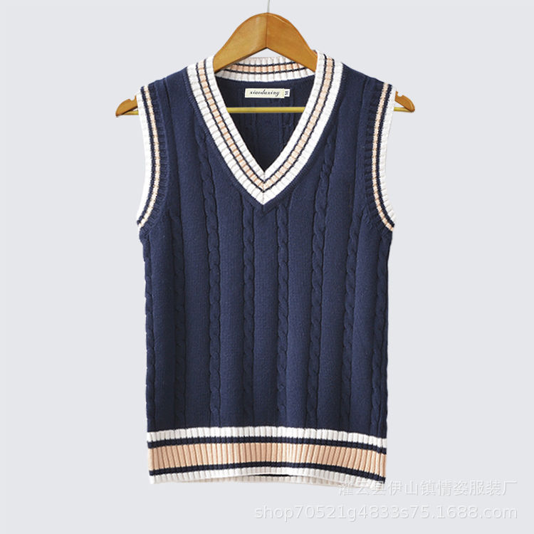 Thickened V-neck Pullover Woolen Vest Men