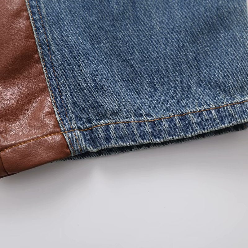 Women's Loose Fitting Leather Washed Skinny Jeans