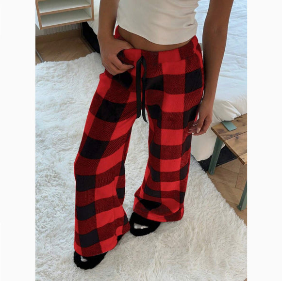 New Casual Leopard Print Lace-up Wide-leg Pants