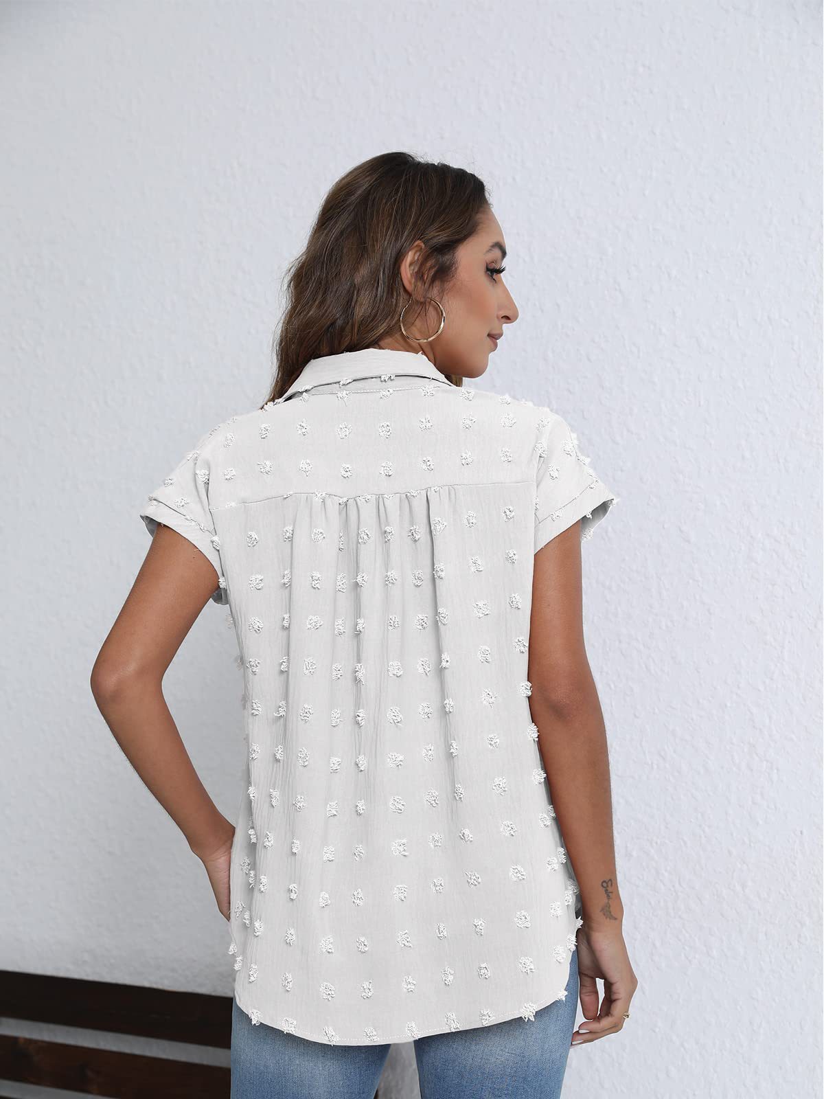 Women's Summer New Loose Button Short Sleeve Shirt