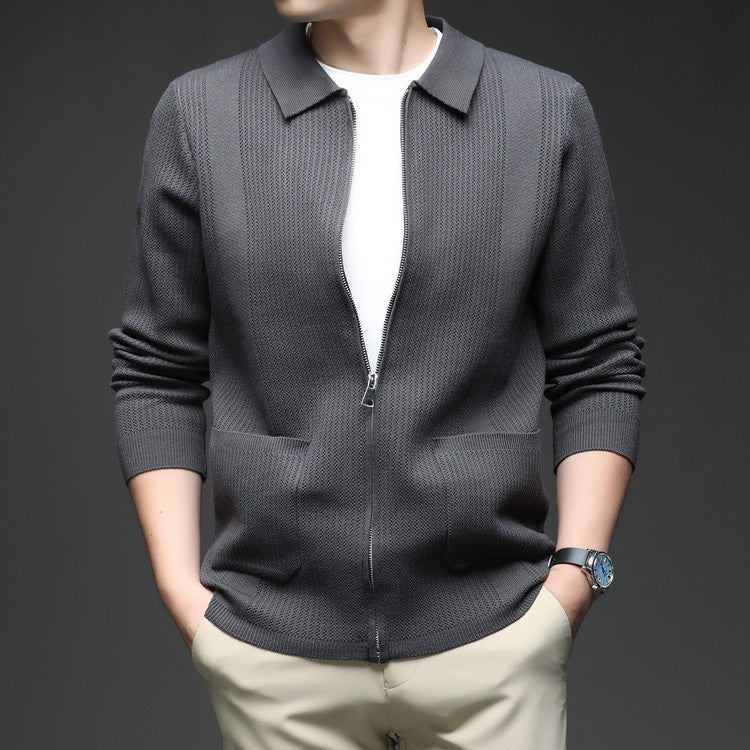 Knitted Shirt Coat Men's Zipper Cardigan