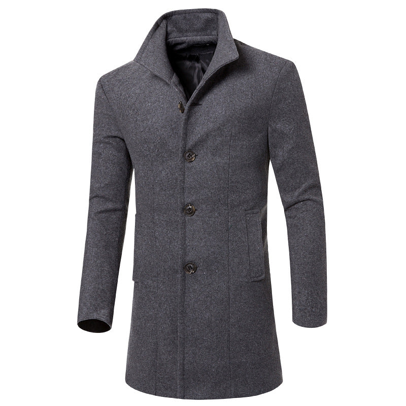 Men's Mid-length Wool Coat Trench