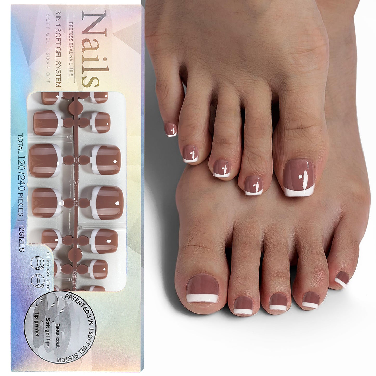 French Nail Finished Wear Nail Frosted Toe Nail Patch