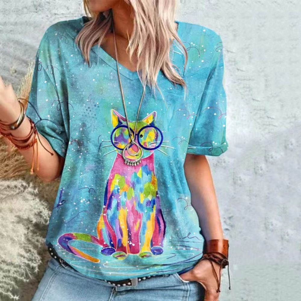 Trendy Kitten 3D Women's Printed Wear T-shirt Short Sleeve