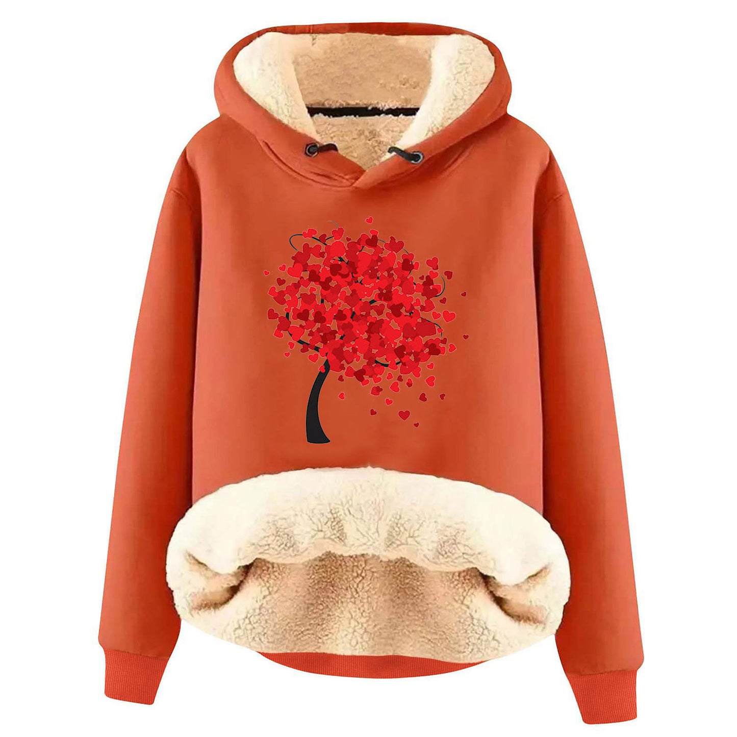 European And American Hooded Sweater Fleece Lined Padded Warm Keeping Loose Hooded Pullover