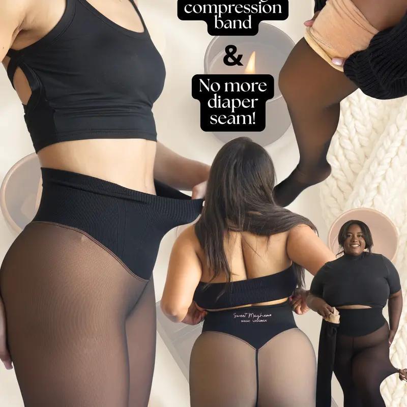 Single Thread Stitching Cross-border Winter Warm Translucent Leggings