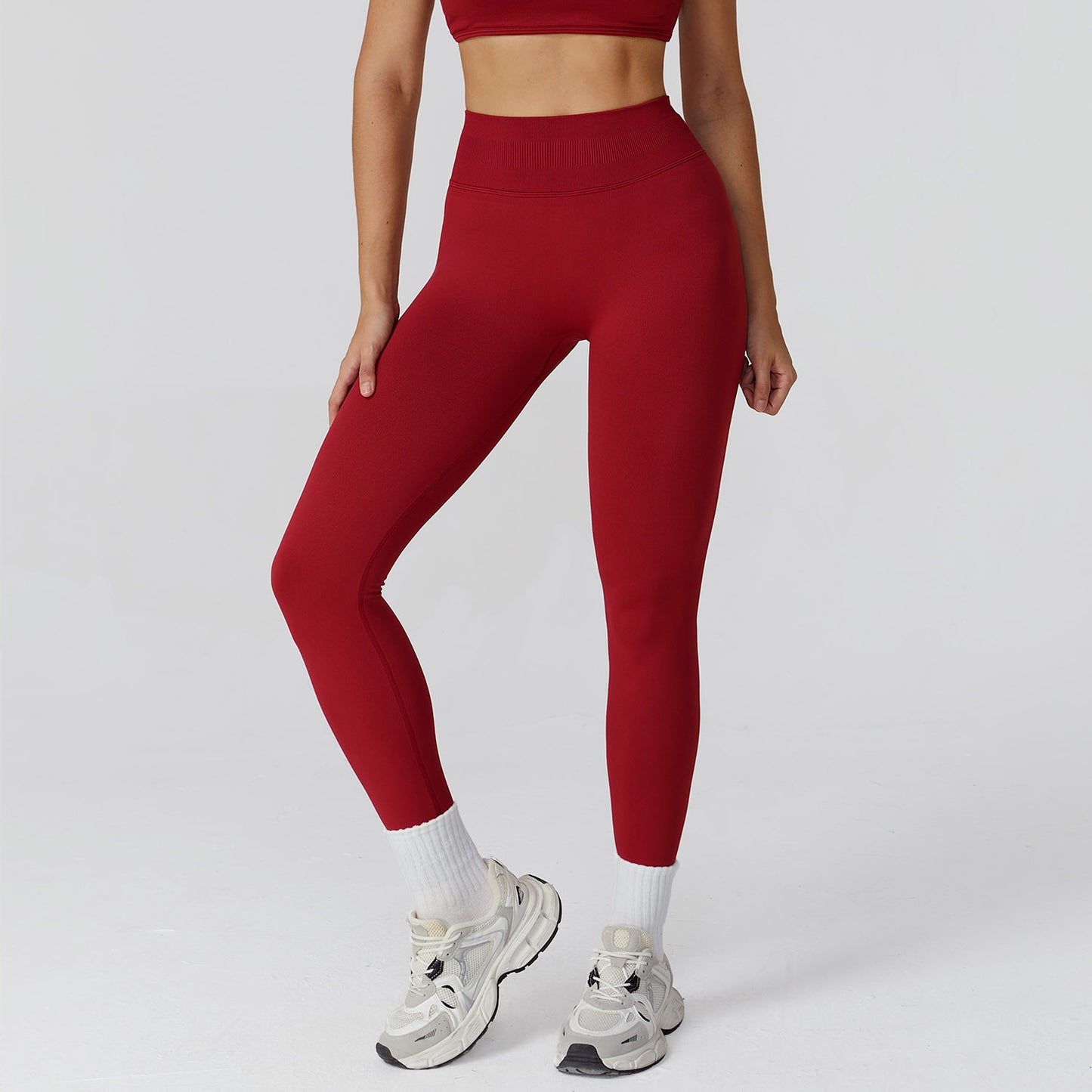 High Waist Pleated Seamless Tight Yoga Trousers