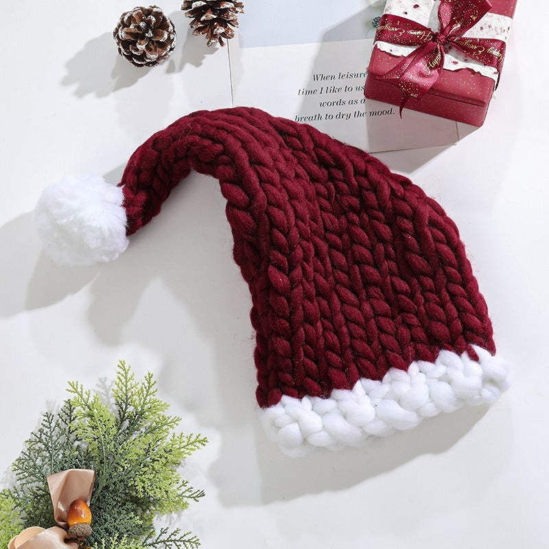 Christmas Hat Coarse Fur Knitted Hat Cute Warm