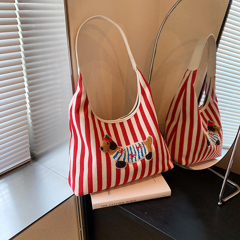 New Embroidery Cartoon Anime Large Capacity Shoulder Bag