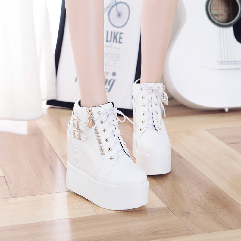 New Fashion Thick-soled Inner Heightening And Fleece Ankle Boots