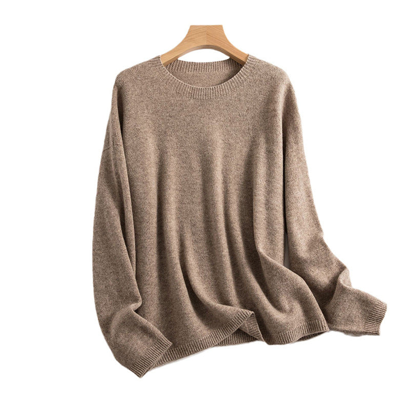 Women's Loose Slimming Round Neck Pure Wool Sweater