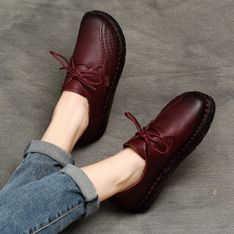 Vintage Mori Women's Leather Handmade Flat Shoes
