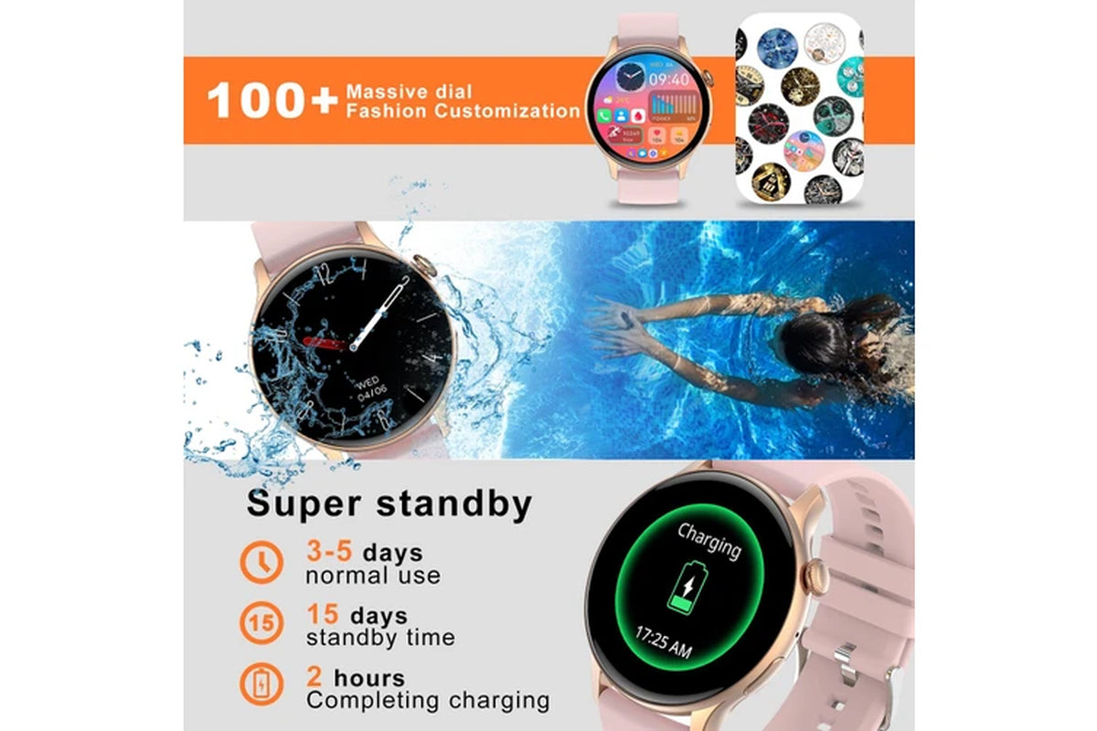 Smartwatch 1.43" AMOLED Health Monitor IP67 Waterproof Outdoor Watch Pink