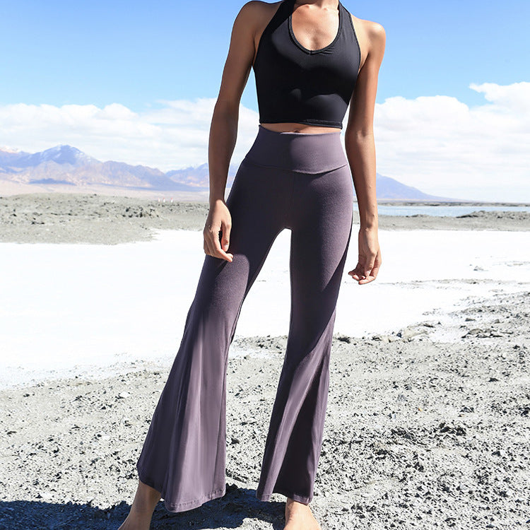Sports Hip Yoga Pants Women's High Waist Flared Casual Trousers