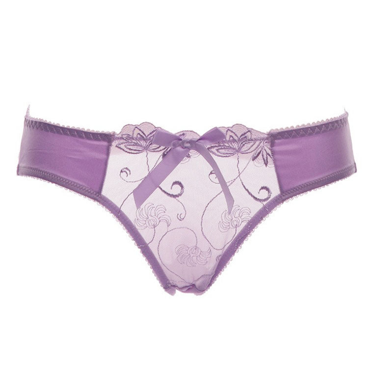 Ladies Fashion Transparent See Through Hollow Embroidery Briefs