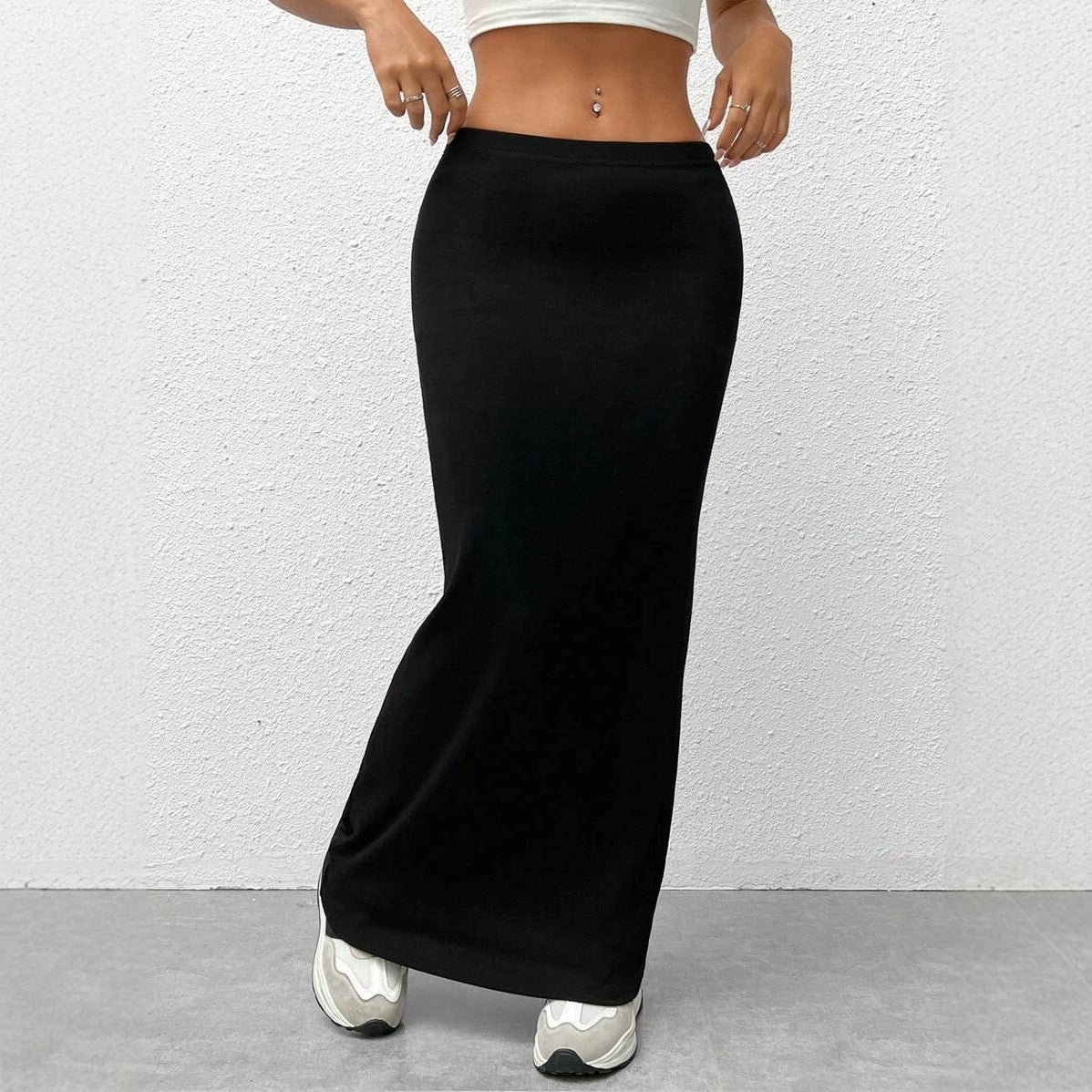 Women's High-Waisted Solid-Color Tight Casual Skirt