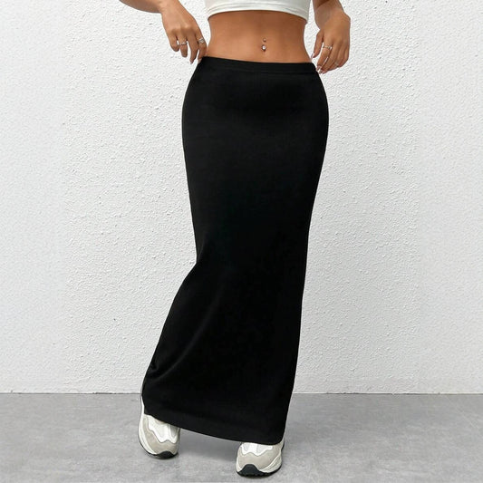 Women's High-Waisted Solid-Color Tight Casual Skirt