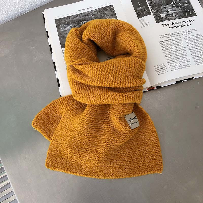 Pure Color Soft Knitted Women's All-match Warm Scarf