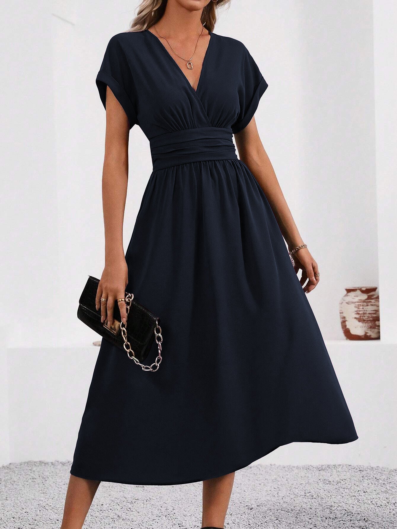 Elegant Solid-color Long Womens Dress