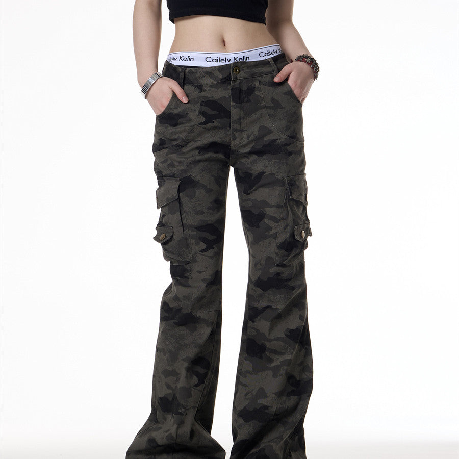 American Retro Camouflage Multi-pocket Cargo Pants