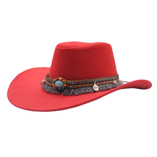 Jeanshat med etnisk stil, tophat, filthat, ridehat