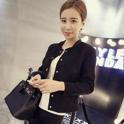 Solid Color Long-sleeved Stand-collar Slim Fit Plus Size Fringed Jacket