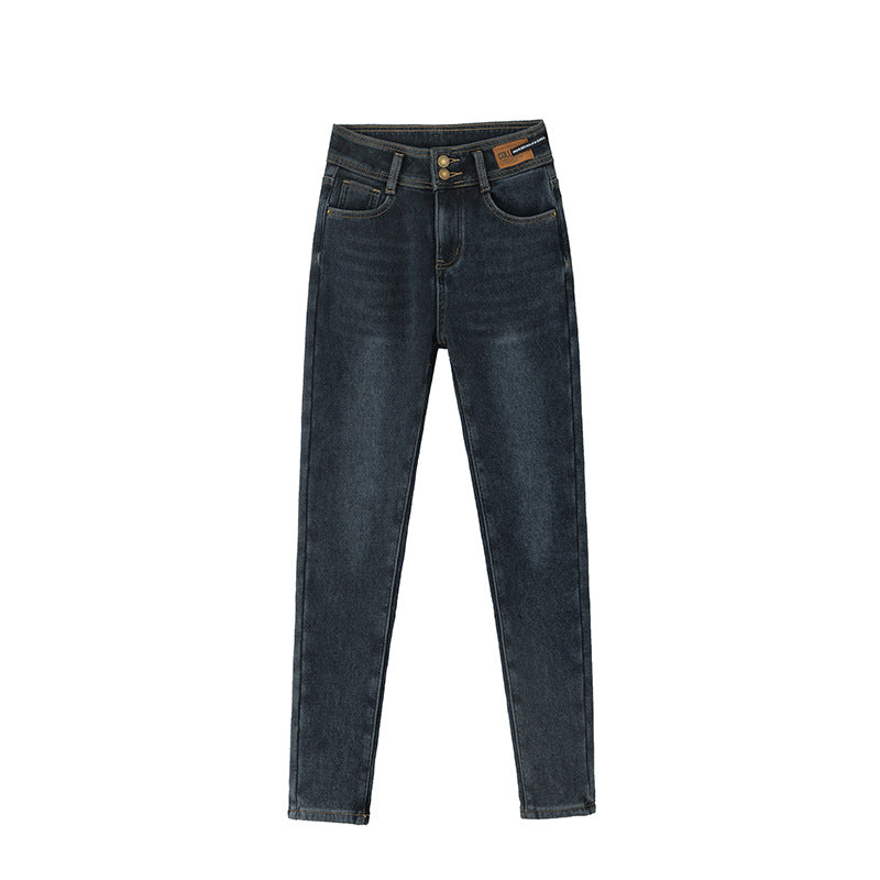 Fleece-lined Thick Jeans Women's Slim Fit