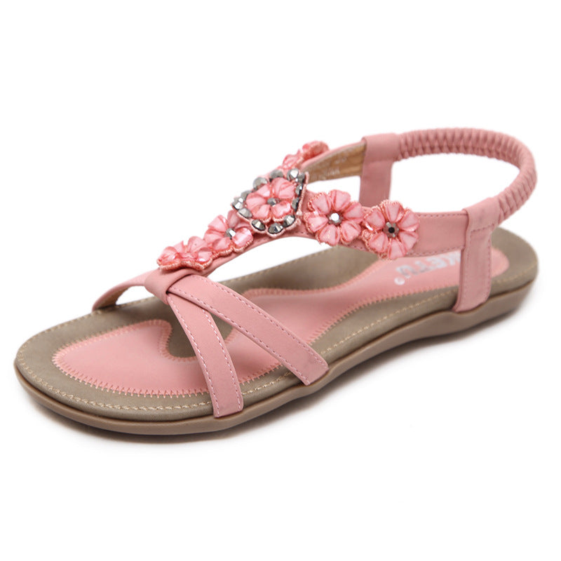 Women's Bohemian Flower Rhinestone Sandals Plus Size