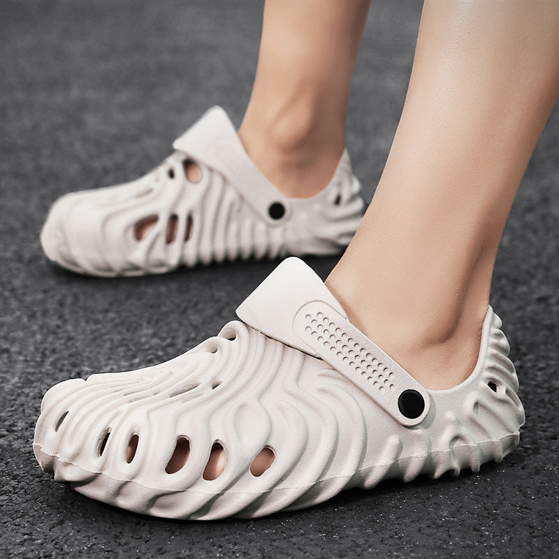 Summer New Adult Men's Breathable Baotou Casual Wear Hole Shoes