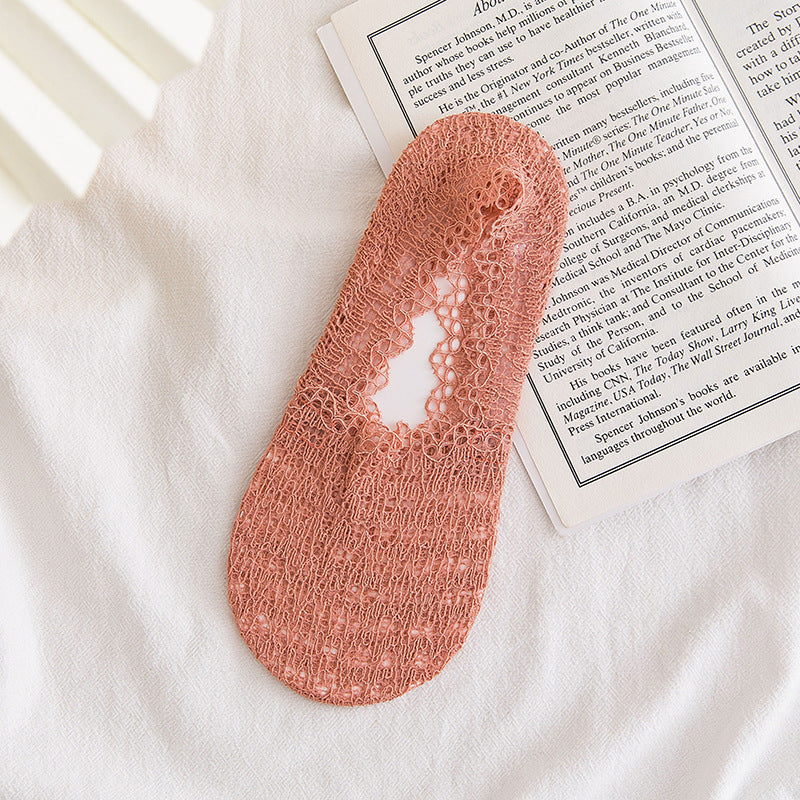 Lace Cotton And Linen Deep Mouth Lace Invisible Ladies Net Stockings