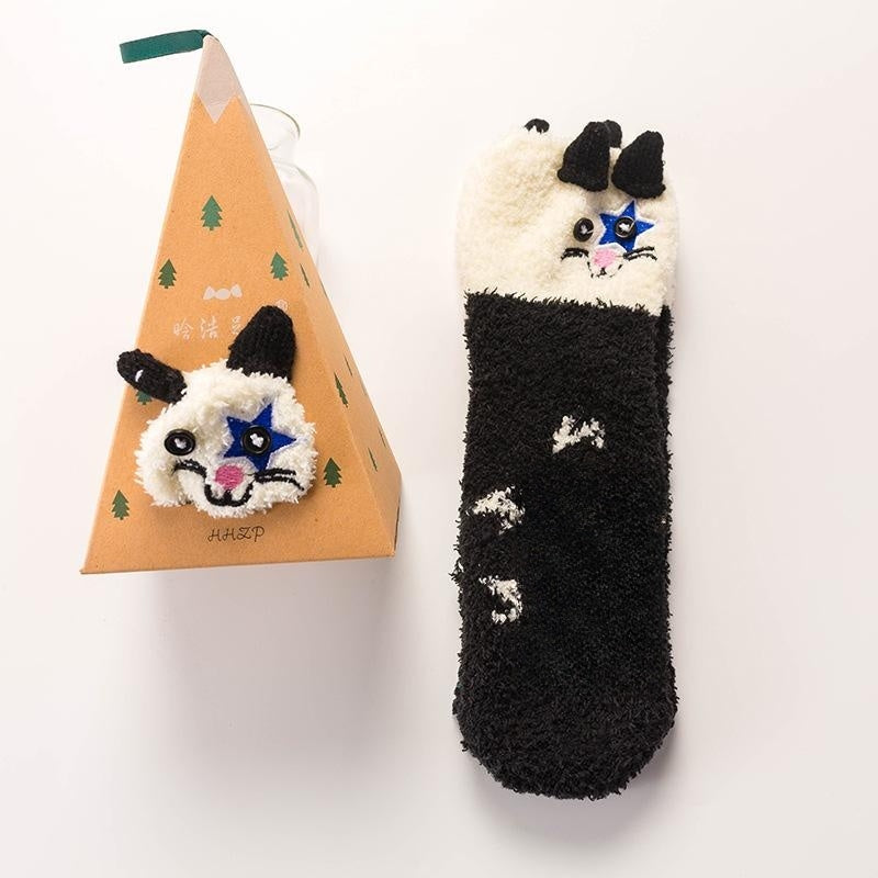 Coral Fleece Tube Winter Thickened Women's Christmas Stockings Cute Cartoon Maternity Socks