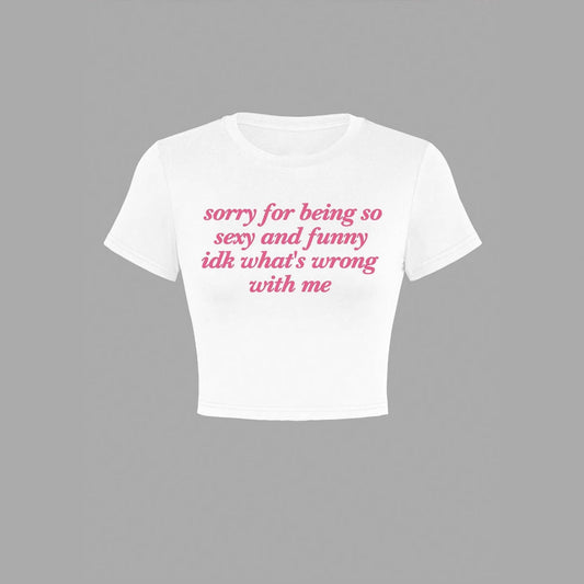 Street Vibe Figure-hugging Top With A Unique English Letter Print Cropped Length