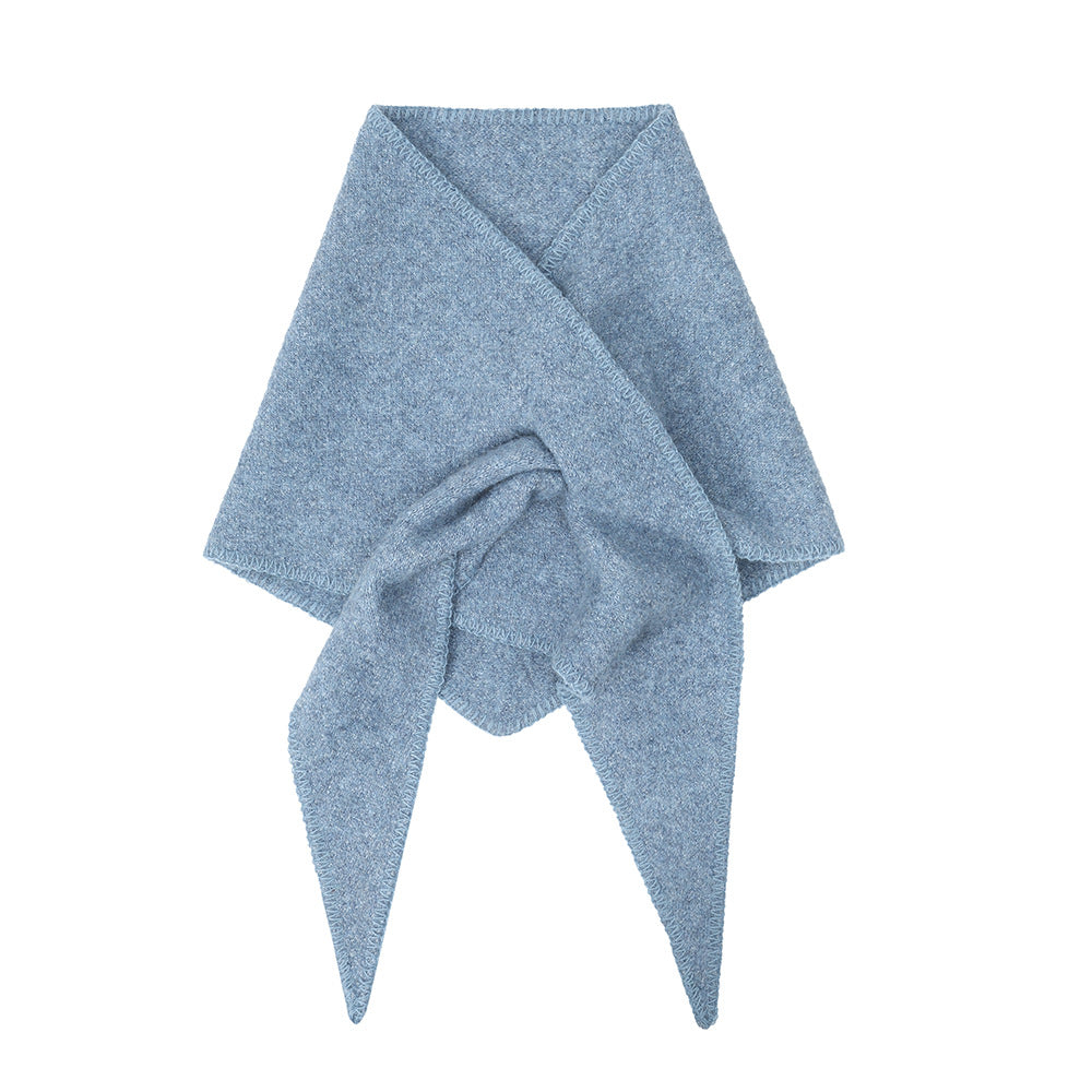 Autumn And Winter Clip Flower Wool Knitted Triangular Binder Shawl Scarf