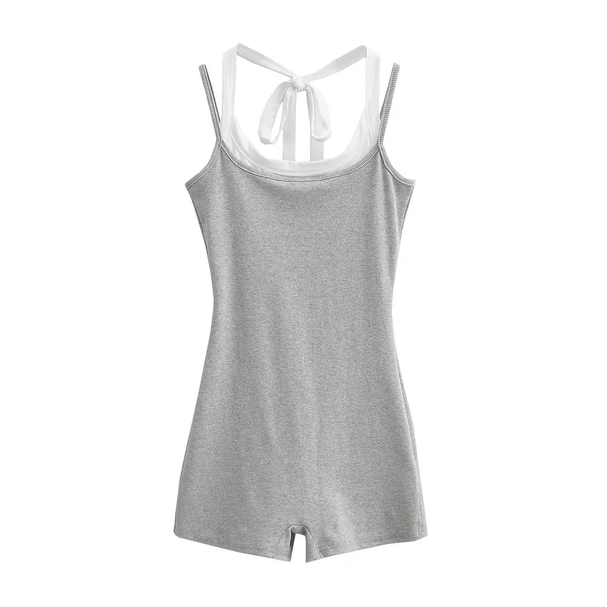 Street-style Chic Casual U-neck Color-block Bodycon Jumpsuit That Flatters Your
